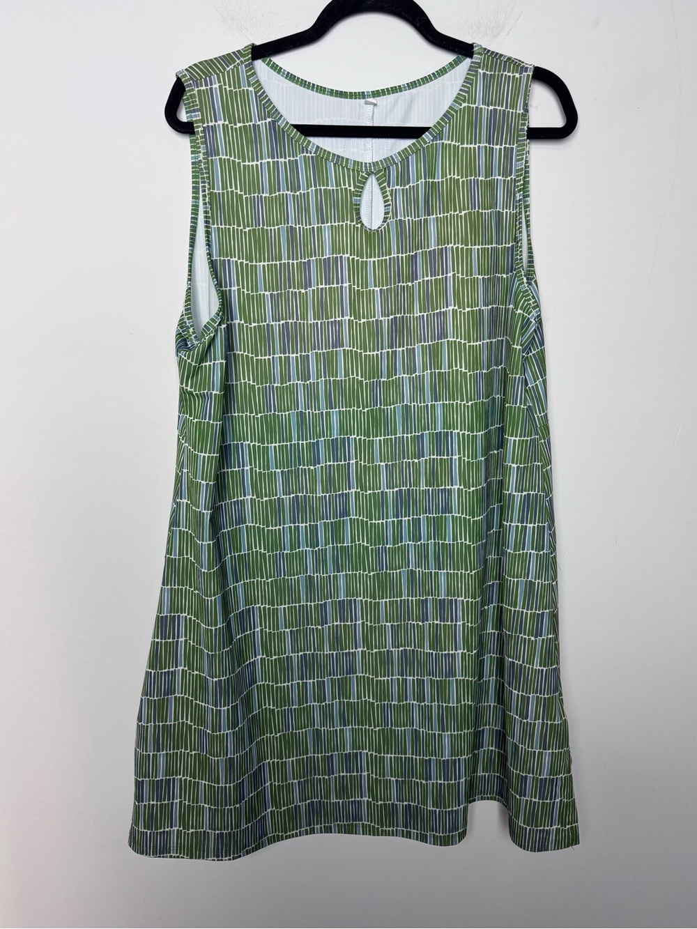 Nuu Muu Women’s Marin Sleeveless Athleisure Dress 3X green blue Made in USA